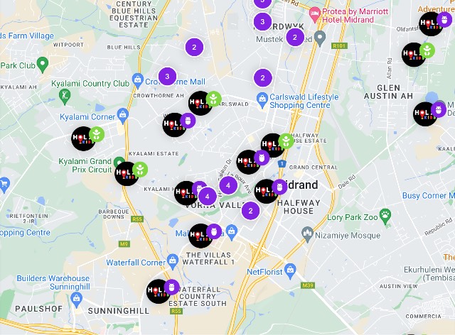 HolaKids Midrand Map of Signed Up ChildCare Centres